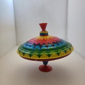 Vintage Lorenz Bolz Spinning Tin Toy Top France Multicolor Made in W.Germany